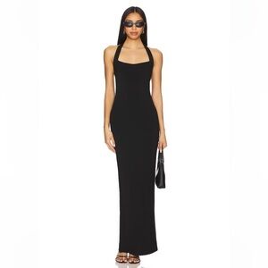 Sleek Black Halter Maxi Dress for Women